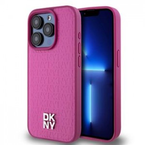 DKNY iPhone 15 Pro Hülle Case Magsafe Pattern Stack Logo Pink