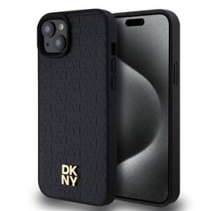 DKNY iPhone 15 Plus Case Magsafe Pattern Stack Logo Black