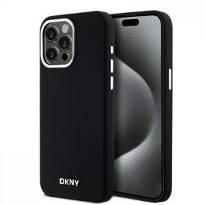 DKNY iPhone 15 Pro Max Case Magsafe Metal Logo Silicone Black