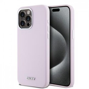 DKNY iPhone 15 Pro Max Case Magsafe Metal Logo Silicone Pink
