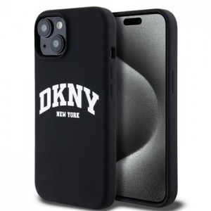 DKNY iPhone 15 Hülle Case Silikon Arch Logo MagSafe Schwarz