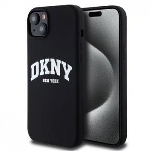 DKNY iPhone 15 Plus / 14 Plus Hülle Case Silikon Arch Logo MagSafe Schwarz