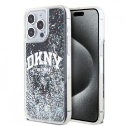 DKNY iPhone 14 Pro Max Hülle Case Liquid Glitter Arch Logo Schwarz