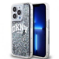 DKNY iPhone 15 Pro Hülle Case Liquid Glitter Arch Logo Schwarz