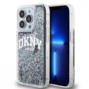 DKNY iPhone 15 Pro Hülle Case Liquid Glitter Arch Logo Schwarz