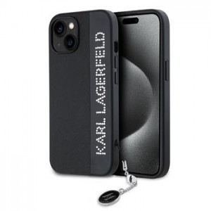 Karl Lagerfeld iPhone 14 Case Saffiano Rhinestone Charm Black