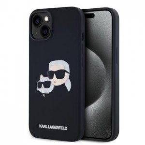 Karl Lagerfeld iPhone 14 Case Magsafe Cover Karl + Choupette Heads Black