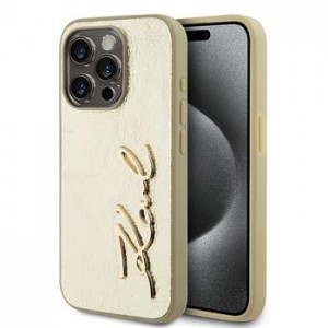 Karl Lagerfeld iPhone 15 Pro Hülle Case Signature Script Gold
