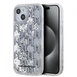 Karl Lagerfeld iPhone 14 Hülle Case Monogram Liquid Glitter Weiß