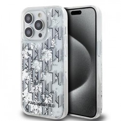 Karl Lagerfeld iPhone 14 Pro Case Monogram Liquid Glitter White