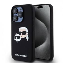 Karl Lagerfeld iPhone 15 Pro Hülle Case Silicone Double Heads Magsafe Schwarz