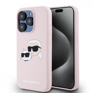 Karl Lagerfeld iPhone 15 Pro Max Case Silicone Double Heads Magsafe Pink