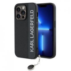 Karl Lagerfeld iPhone 14 Pro Hülle Case Saffiano Strass Charm Schwarz