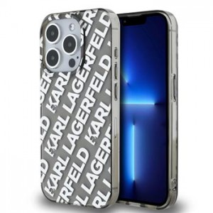 Karl Lagerfeld iPhone 15 Pro Max Hülle Case Repeated Logo Silber