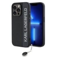 Karl Lagerfeld iPhone 15 Pro Max Hülle Case Saffiano Strass Charm Schwarz
