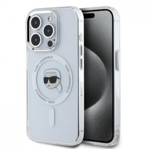 Karl Lagerfeld iPhone 15 Pro Max Case Karl MagSafe Metal Frame Transparent