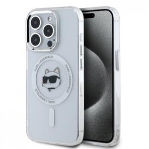 Karl Lagerfeld iPhone 15 Pro Max Case Choupette MagSafe Metal Frame Transparent