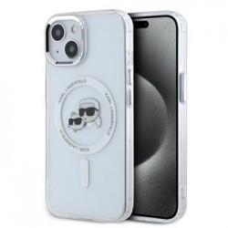 Karl Lagerfeld iPhone 15 Hülle Case MagSafe K+C Heads Metal Frame Transparent