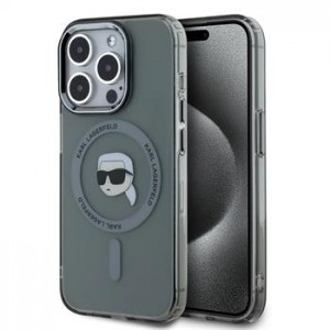 Karl Lagerfeld iPhone 15 Pro Max Case Karl MagSafe Metal Frame Black