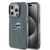 Karl Lagerfeld iPhone 15 Pro Max Hülle Case K+C MagSafe Metal Frame Schwarz