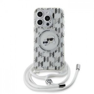 Karl Lagerfeld iPhone 15 Pro Max Case Crossbody K + C Heads MagSafe Transparent