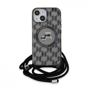 Karl Lagerfeld iPhone 15 Case Crossbody K + C Heads MagSafe Black