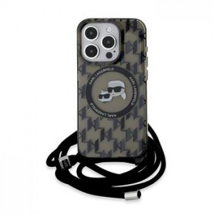 Karl Lagerfeld iPhone 15 Pro Max Case Crossbody K + C Heads MagSafe Black