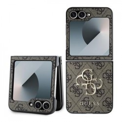 Guess Samsung Z Flip 6 Hülle Case 4G Logo Big Metal Braun