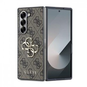 Guess Samsung Z Fold 6 Hülle Case 4G Logo Big Metal Braun