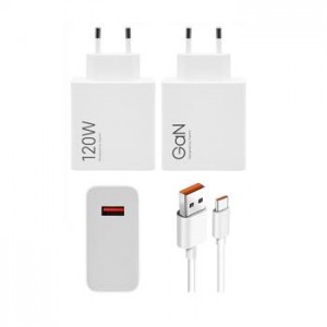 Original Xiaomi 120W HyperCharge Power Adapter USB-A + USB-C 6A Cable White MDY-14-EE