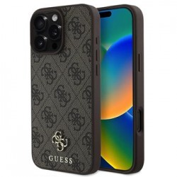 Guess iPhone 16 Pro Max Hülle Case MagSafe 4G Small Metal Logo Braun