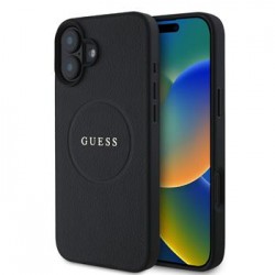 Guess iPhone 16 Case Grained Classic Logo MagSafe Black