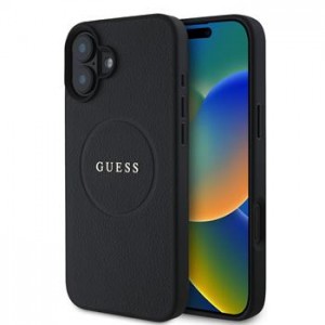 Guess iPhone 16 Plus Hülle Case MagSafe Grained Schwarz