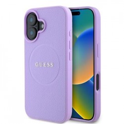 Guess iPhone 16 Plus Case Grained Classic Logo MagSafe Purple