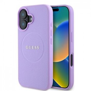 Guess iPhone 16 Plus Case Grained Classic Logo MagSafe Purple