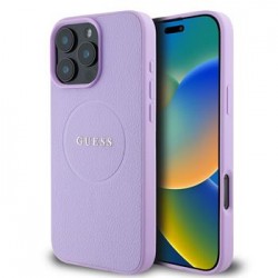 Guess iPhone 16 Pro Max Case Grained Classic Logo MagSafe Purple