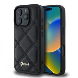 Guess iPhone 16 Pro Case Leather Quilted Black