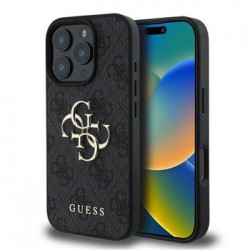 Guess iPhone 16 Pro Max Hülle Case Big Metal Logo 4G Grau