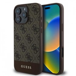 Guess iPhone 16 Pro Hülle Case Cover 4G Stripe Braun