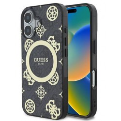 Guess iPhone 16 Case IML 4G Peony MagSafe Black