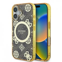 Guess iPhone 16 Case IML 4G Peony MagSafe Brown