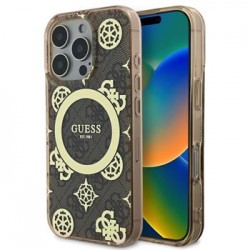 Guess iPhone 16 Pro Case IML 4G Peony MagSafe Brown