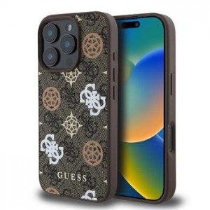 Guess iPhone 16 Pro Hülle Case 4G Peony MagSafe Braun