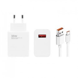 Original Xiaomi MDY-14-EL USB-A 33W Charger + USB-C 6A Cable White