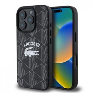 Lacoste iPhone 16 Pro Case Blend Monogram MagSafe Black