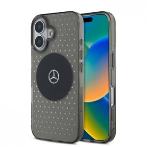 Mercedes iPhone 16 Hülle Case Star Pattern MagSafe Schwarz