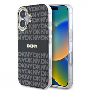 DKNY iPhone 16 Case Magsafe Repeat Pattern Tonal Stripe Black