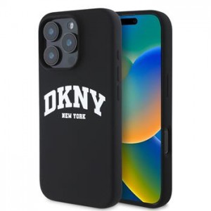 DKNY iPhone 16 Pro Case MagSafe Silicone Arch Logo Black