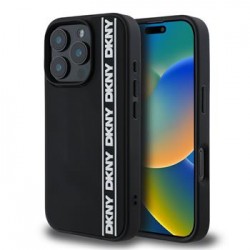 DKNY iPhone 16 Pro Case 3D Rubber Repeat Logo Black