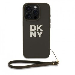 DKNY iPhone 16 Pro Max Case Leather Stack Logo Wrist Strap Green